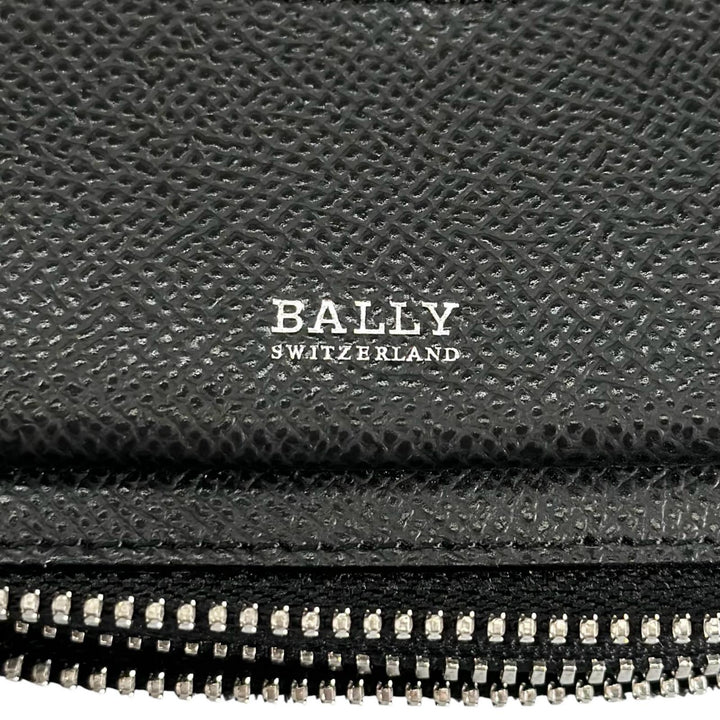 Excellent BALLY Clutch bag Striped Double Zipper Organizer Travel Wallet black