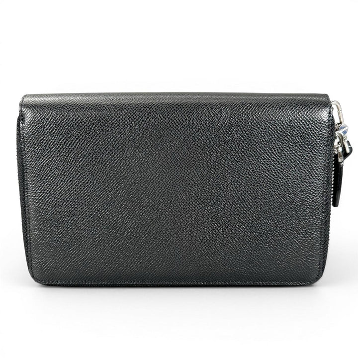 Excellent BALLY Clutch bag Striped Double Zipper Organizer Travel Wallet black