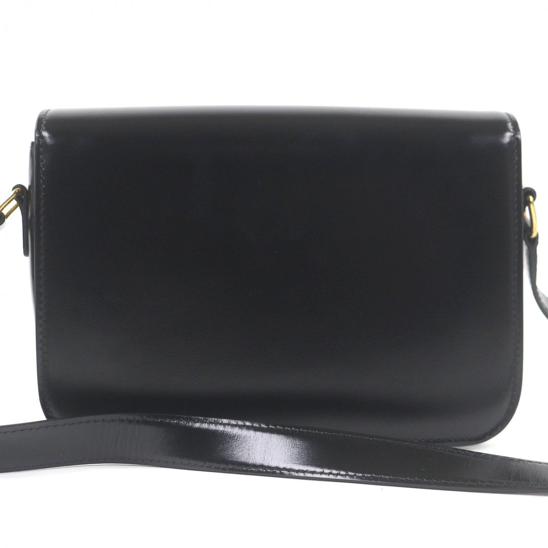 Great CELINE Shoulder Bag teen Triomphe Gold Metal black Shiny calfskin Women
