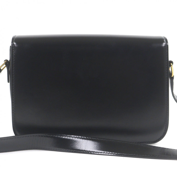 Great CELINE Shoulder Bag teen Triomphe Gold Metal black Shiny calfskin Women