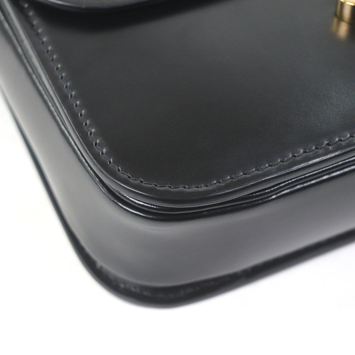 Great CELINE Shoulder Bag teen Triomphe Gold Metal black Shiny calfskin Women