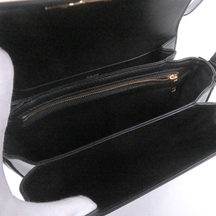 Great CELINE Shoulder Bag teen Triomphe Gold Metal black Shiny calfskin Women
