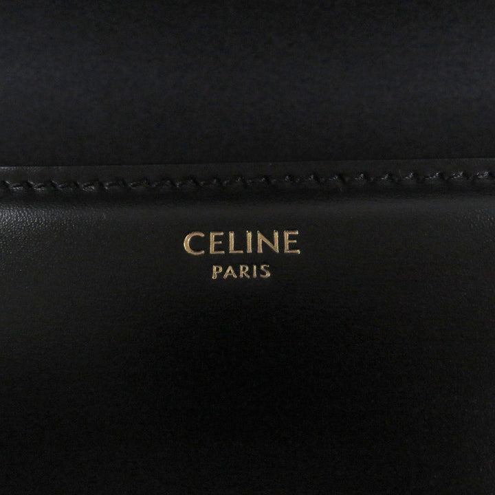 Great CELINE Shoulder Bag teen Triomphe Gold Metal black Shiny calfskin Women
