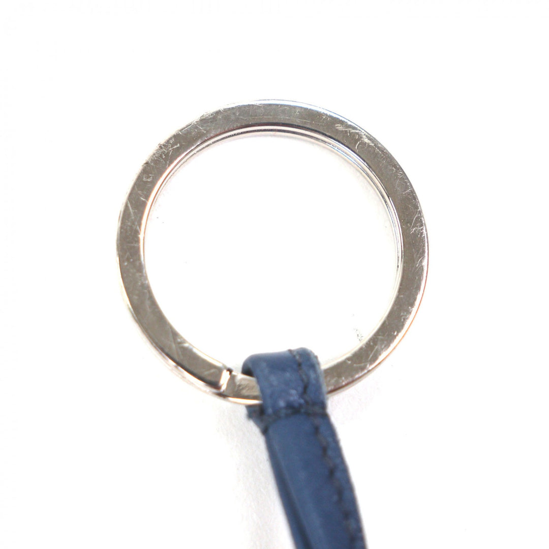 Discounted Very Good HERMES Bag charm Carmen Fringe Keychain Navy leather mens