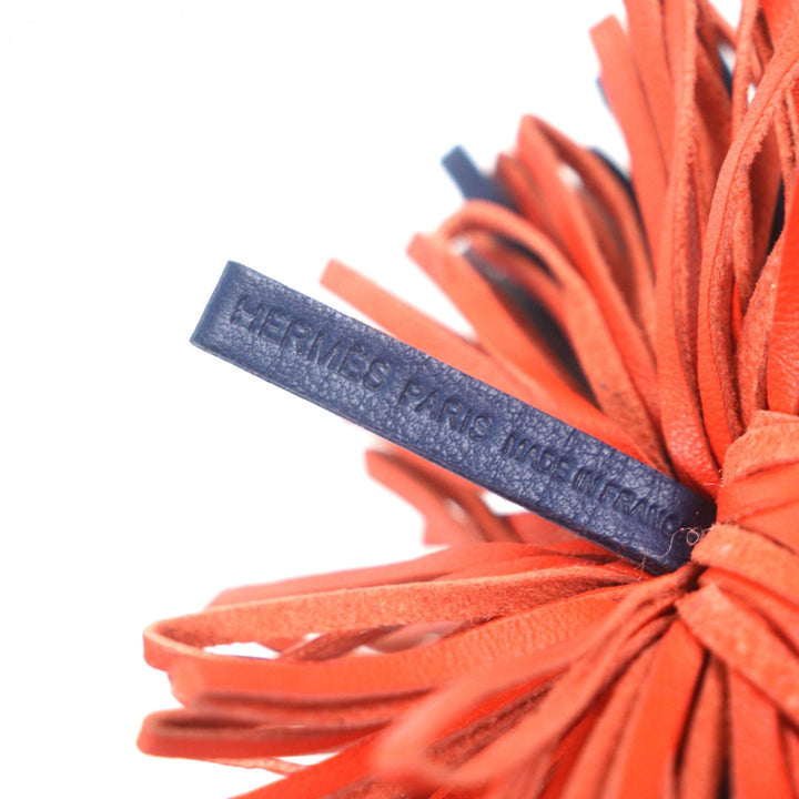 Discounted Very Good HERMES Bag charm Carmen Fringe Keychain Navy leather mens