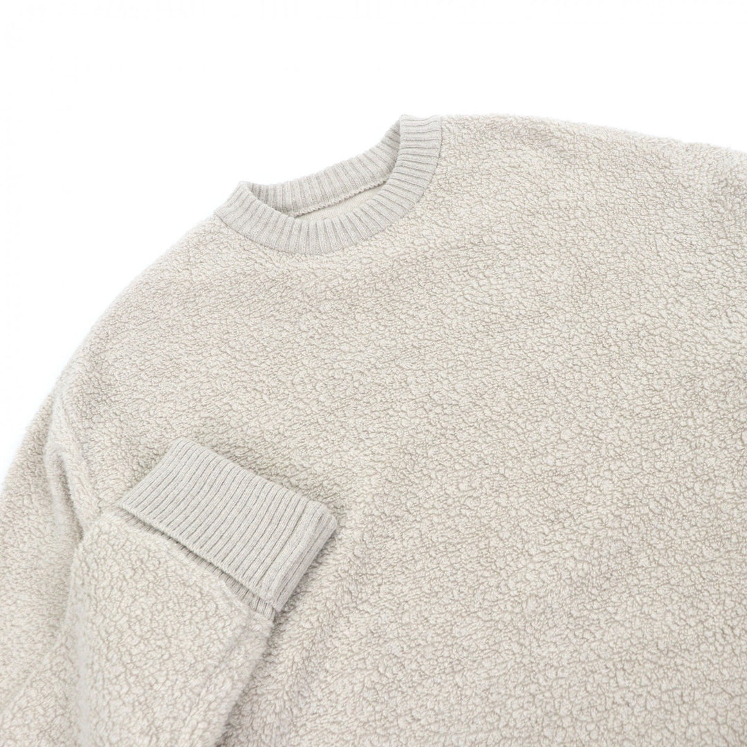 Excellent JIL SANDER+ sweat Crew neck boa fleece knit beige
