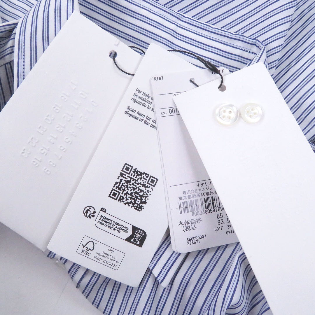 Pristine Maison Margiela 10 Short sleeve shirt blue cotton mens 38 S50DR0007