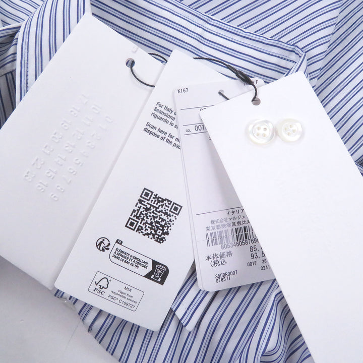 Pristine Maison Margiela 10 Short sleeve shirt blue cotton mens 38 S50DR0007