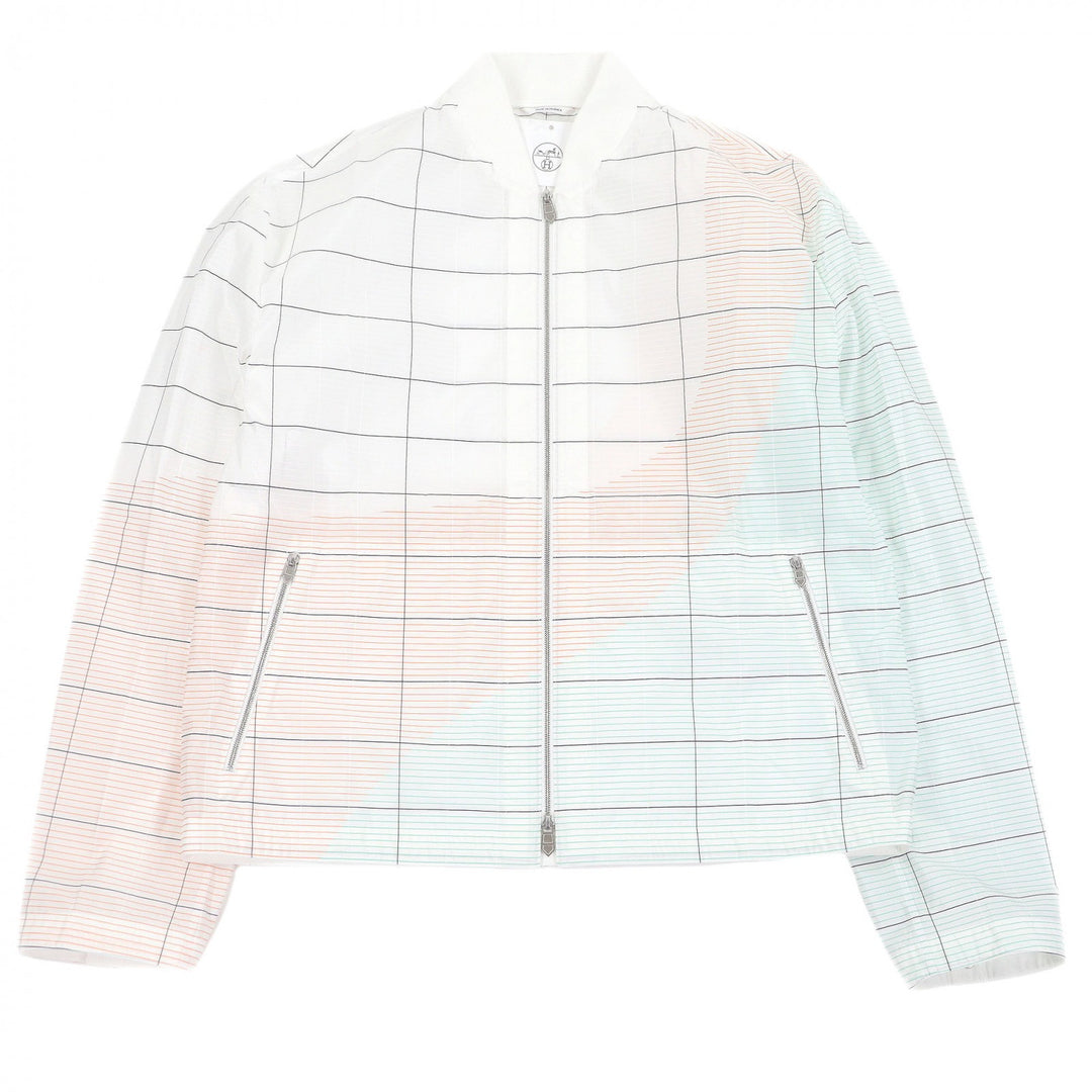 Pristine HERMES Jacket All-over print H logo ZIP sleeve Serie button sheer white