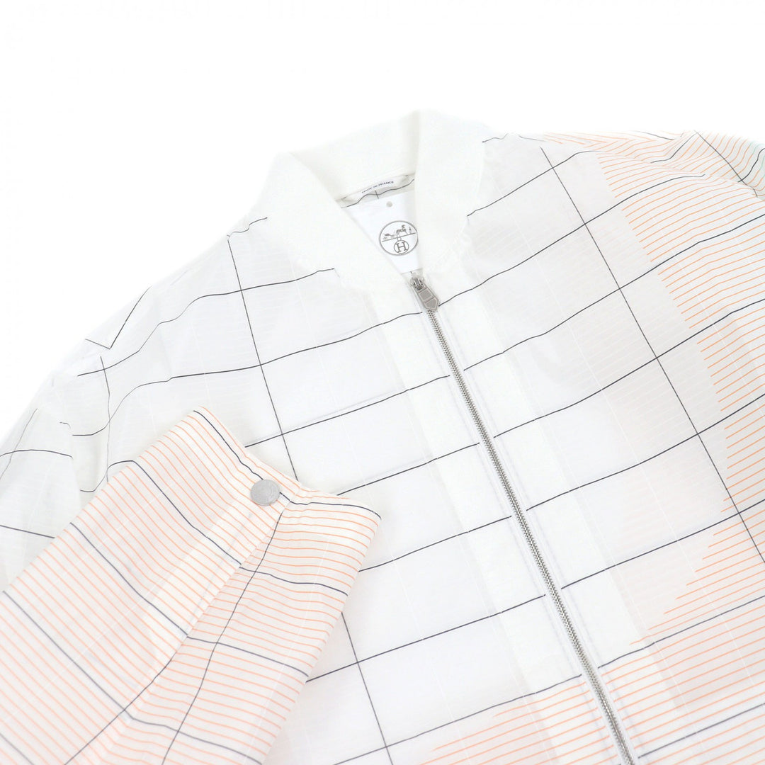 Pristine HERMES Jacket All-over print H logo ZIP sleeve Serie button sheer white
