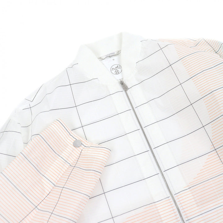 Pristine HERMES Jacket All-over print H logo ZIP sleeve Serie button sheer white