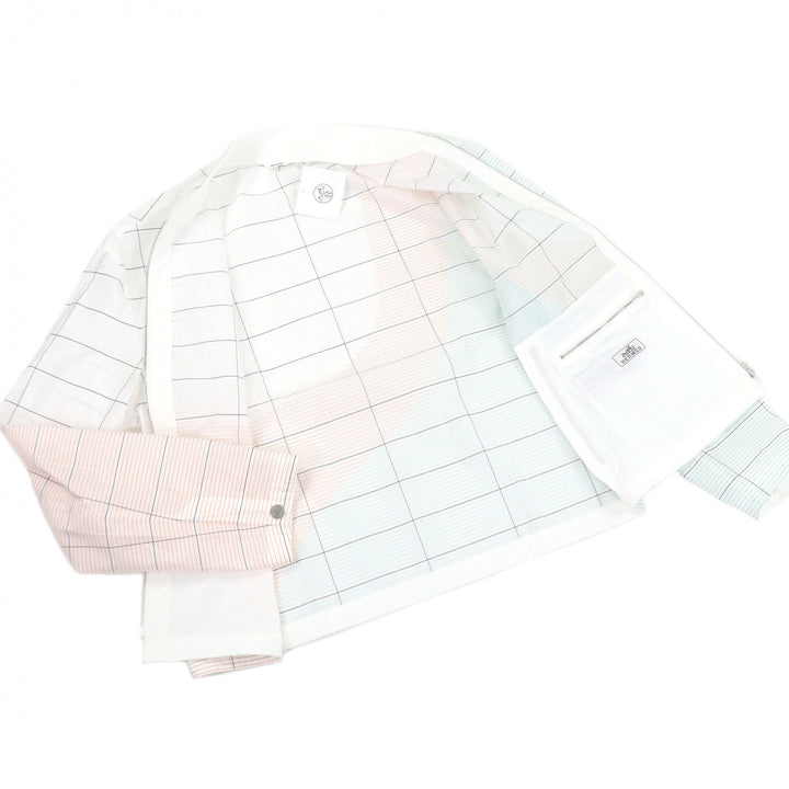 Pristine HERMES Jacket All-over print H logo ZIP sleeve Serie button sheer white