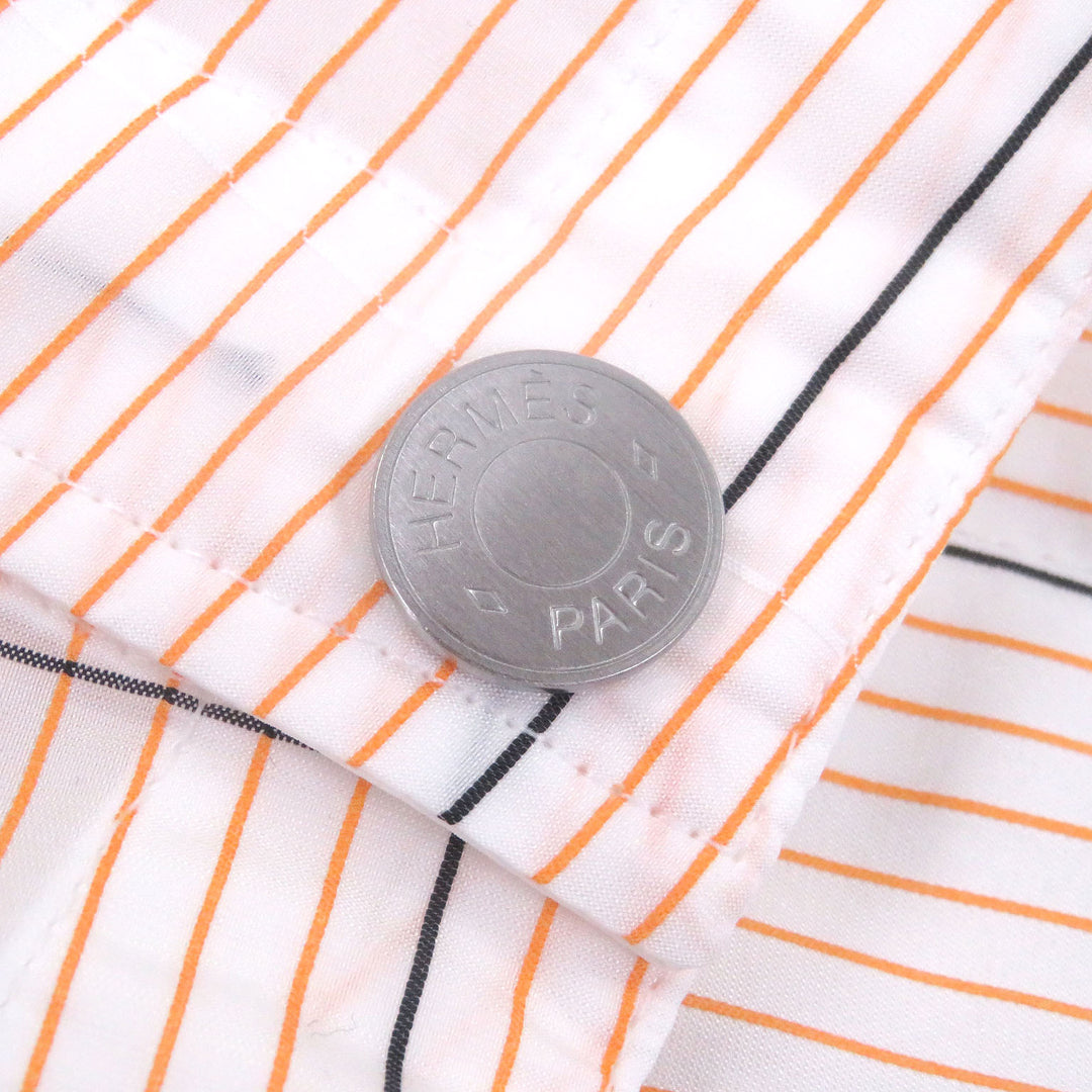 Pristine HERMES Jacket All-over print H logo ZIP sleeve Serie button sheer white