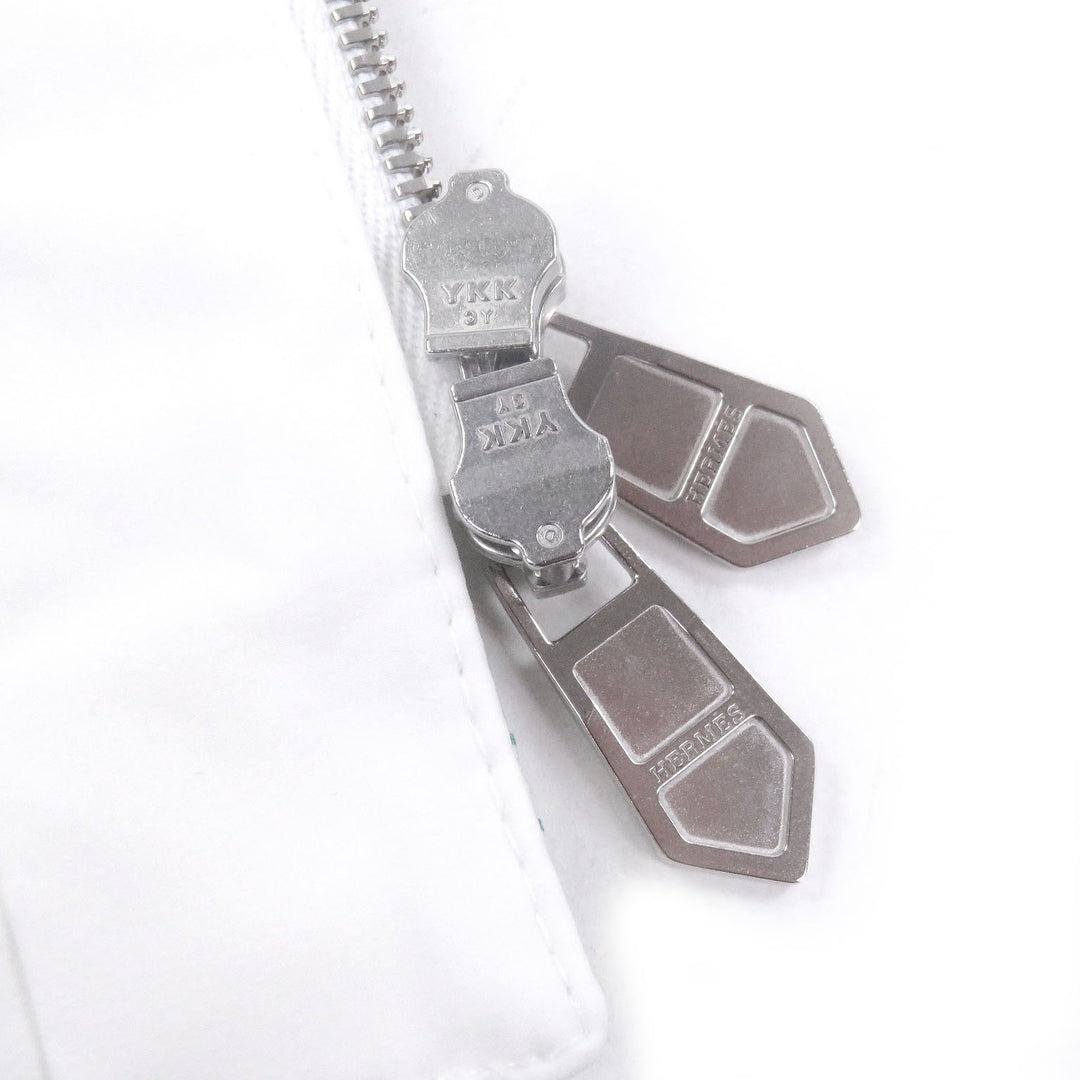 Pristine HERMES Jacket All-over print H logo ZIP sleeve Serie button sheer white