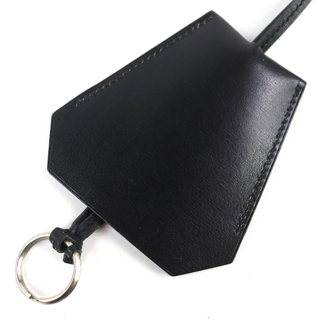 Excellent HERMES Necklace Margiela period leather clochette black leather Women