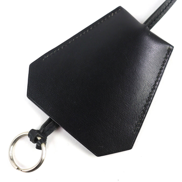 Excellent HERMES Necklace Margiela period leather clochette black leather Women