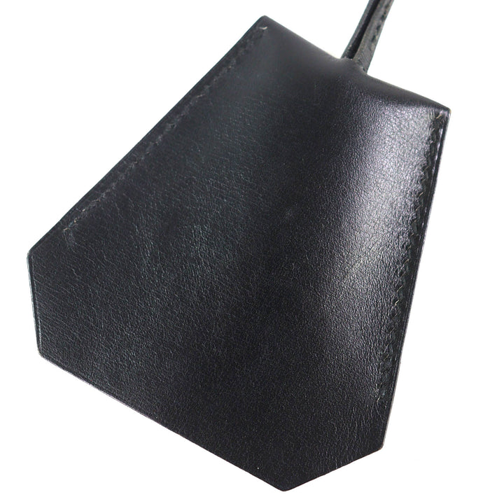 Excellent HERMES Necklace Margiela period leather clochette black leather Women