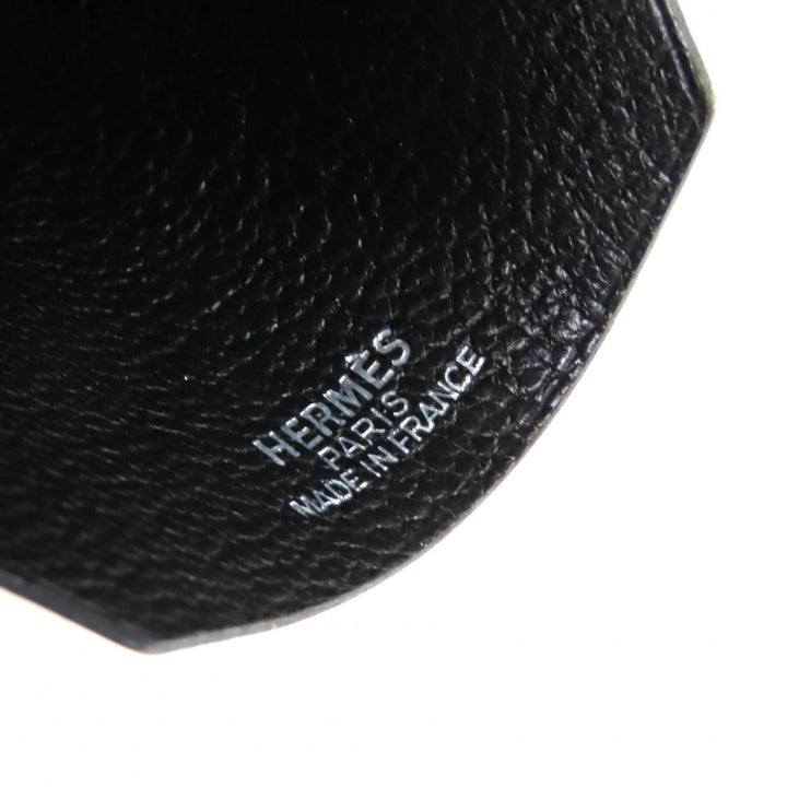 Excellent HERMES Necklace Margiela period leather clochette black leather Women