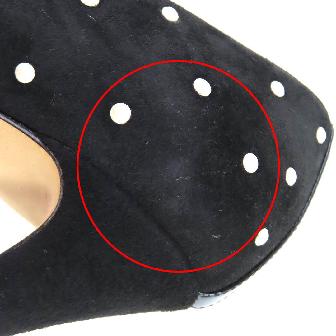 Great CHANEL pumps COCO Mark Faux Pearl Patent Leather Suede black 36 G33423