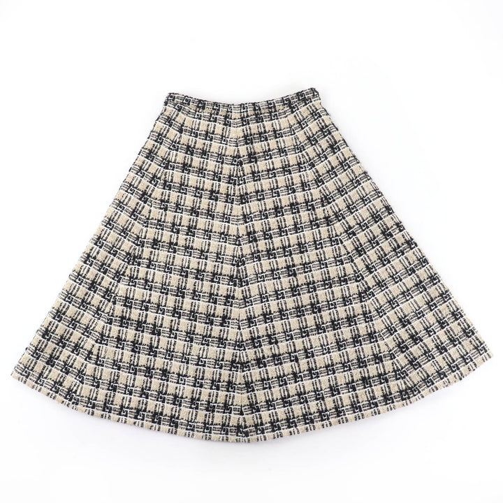 Excellent GUCCI G logo design tweed flared skirt gold Women 42 652126