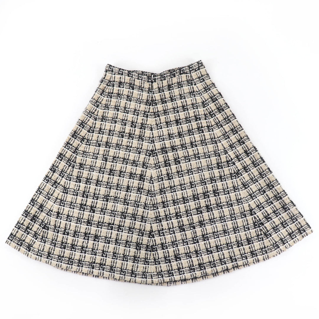 Excellent GUCCI G logo design tweed flared skirt gold Women 42 652126