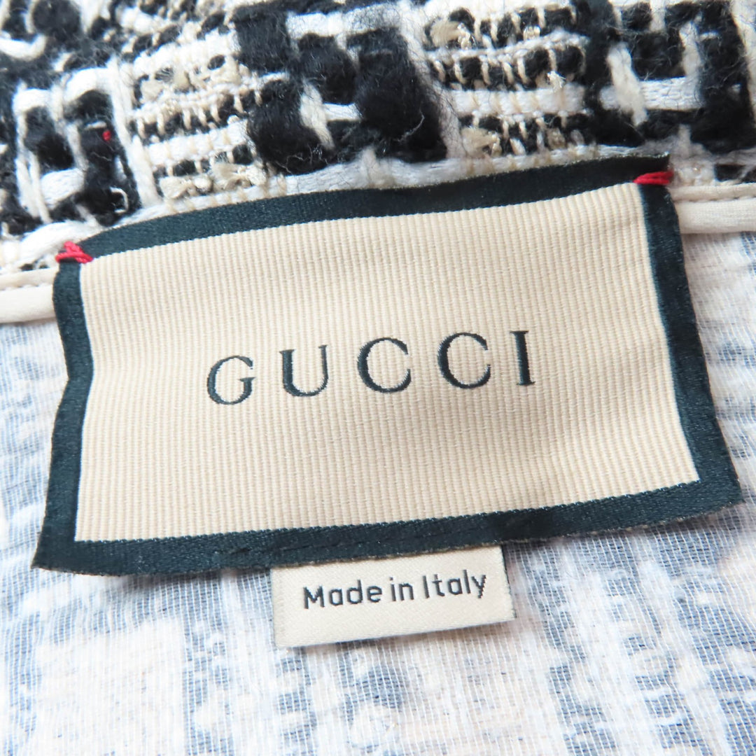 Excellent GUCCI G logo design tweed flared skirt gold Women 42 652126