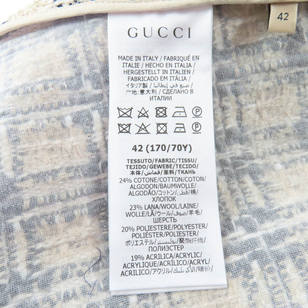 Excellent GUCCI G logo design tweed flared skirt gold Women 42 652126