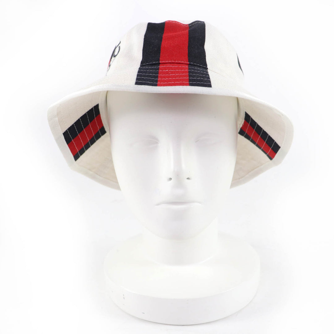 Pristine GUCCI hat Webline Logo Bucket White system cotton Women S 788561