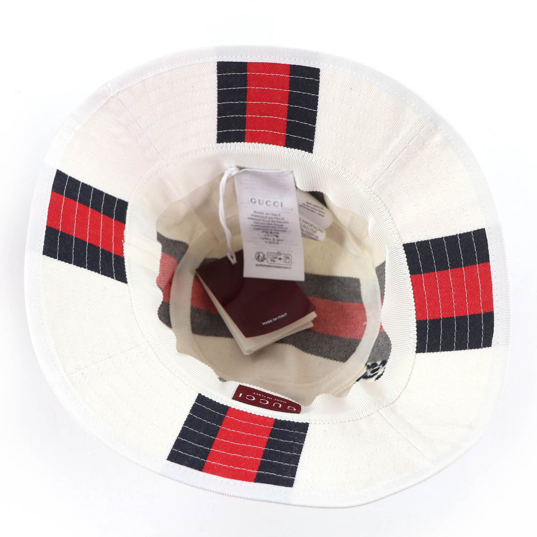 Pristine GUCCI hat Webline Logo Bucket White system cotton Women S 788561