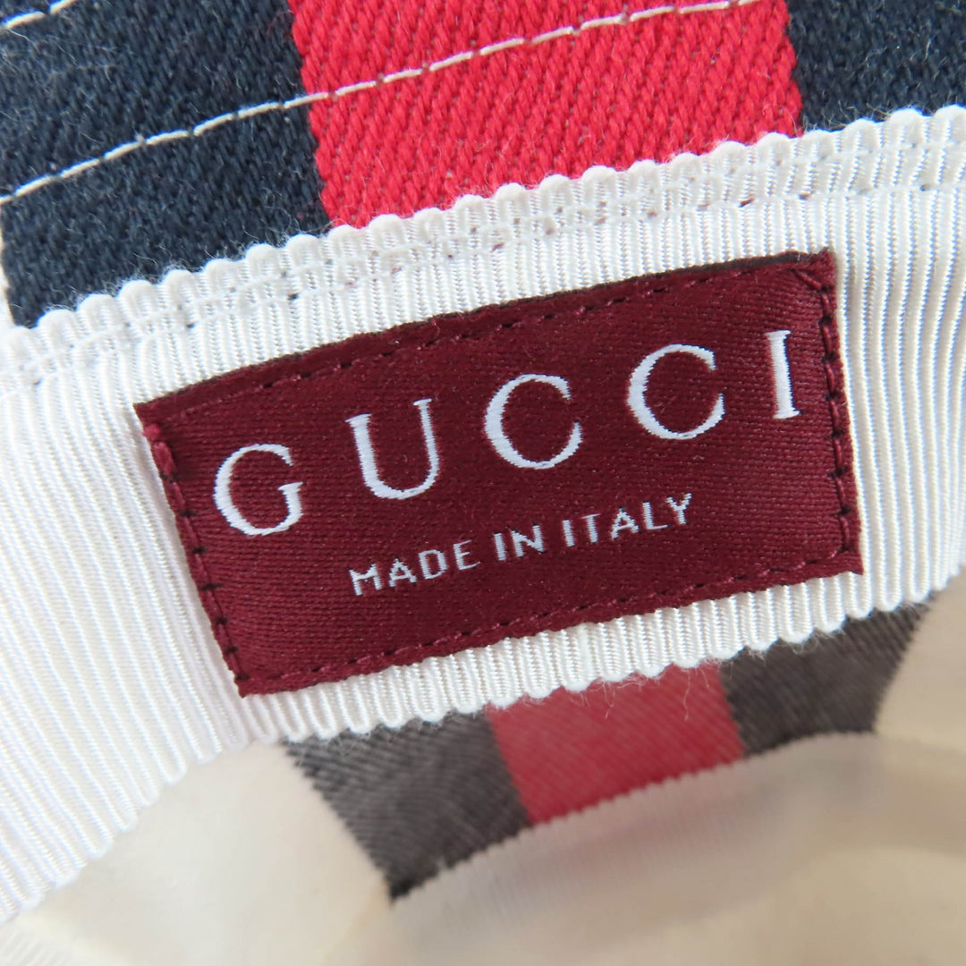 Pristine GUCCI hat Webline Logo Bucket White system cotton Women S 788561