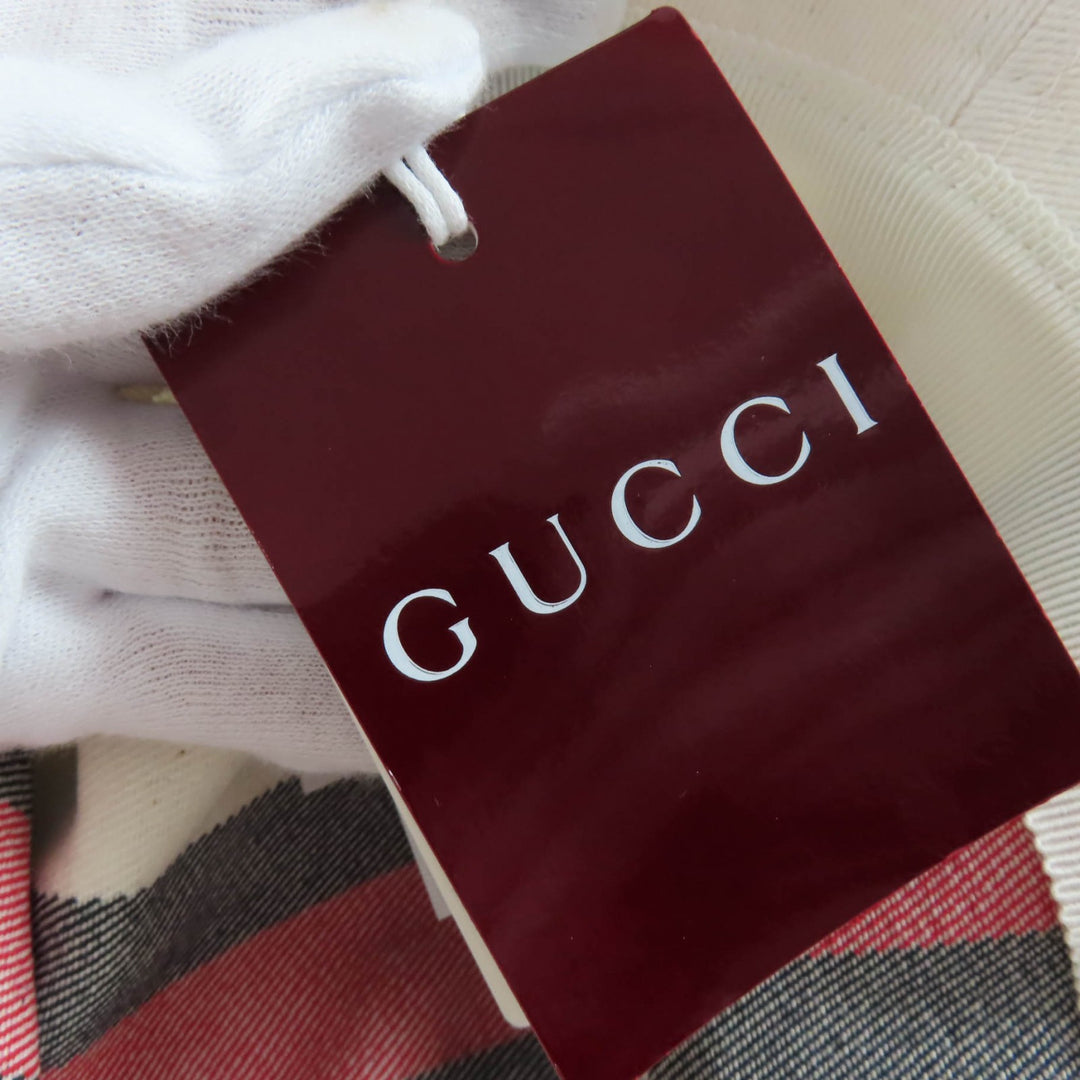 Pristine GUCCI hat Webline Logo Bucket White system cotton Women S 788561