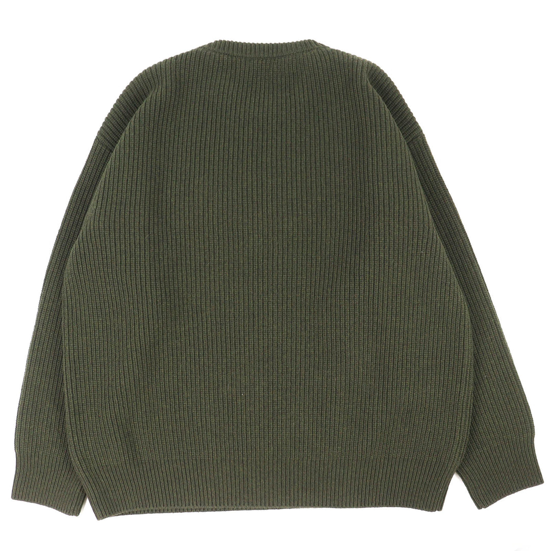 Great CELINE knit Leopard print front logo crew neck oversized khaki S 2AB97650S