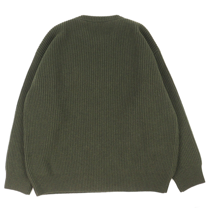 Great CELINE knit Leopard print front logo crew neck oversized khaki S 2AB97650S