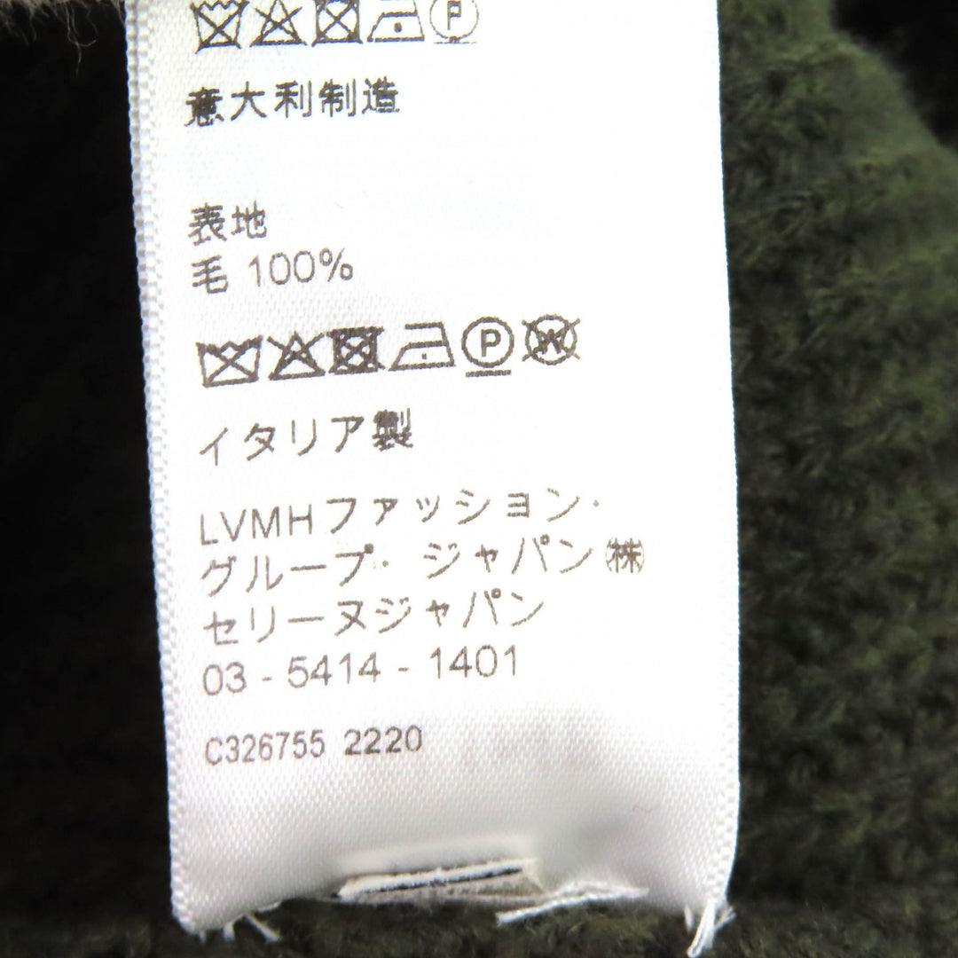 Great CELINE knit Leopard print front logo crew neck oversized khaki S 2AB97650S