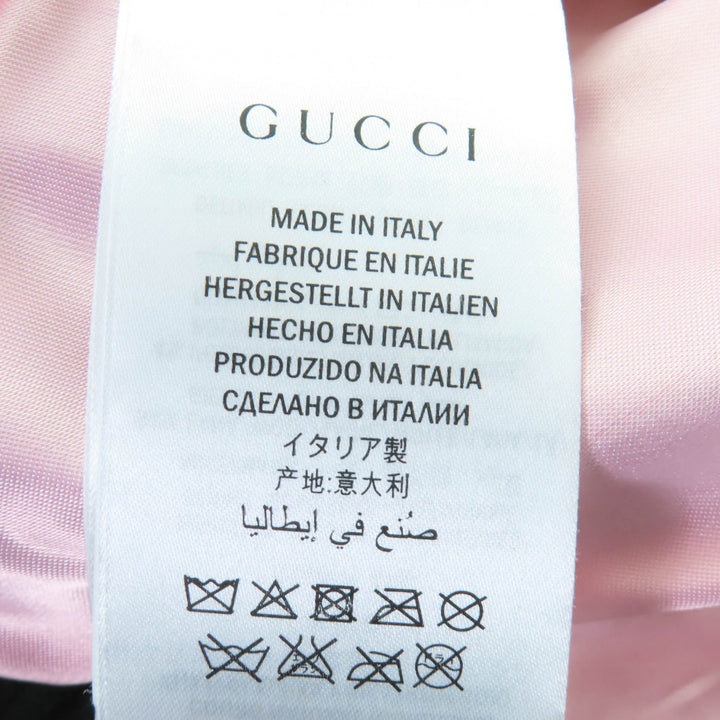 Great GUCCI leather jacket Sherry Line Ribbon Front Frill Bomber Women 42 458155