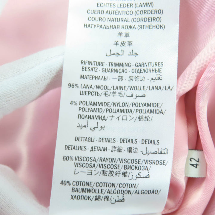 Great GUCCI leather jacket Sherry Line Ribbon Front Frill Bomber Women 42 458155