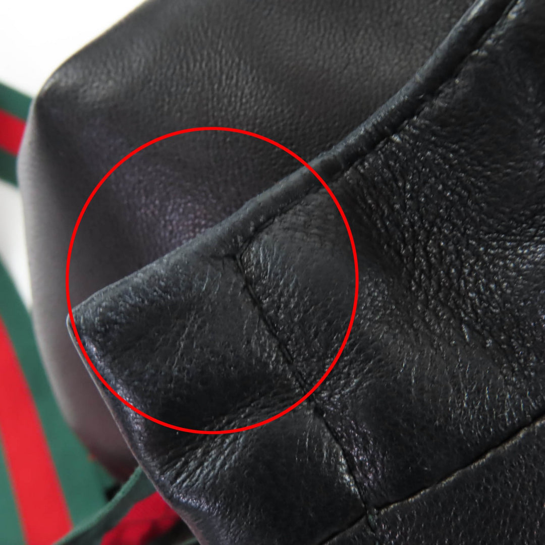 Great GUCCI leather jacket Sherry Line Ribbon Front Frill Bomber Women 42 458155