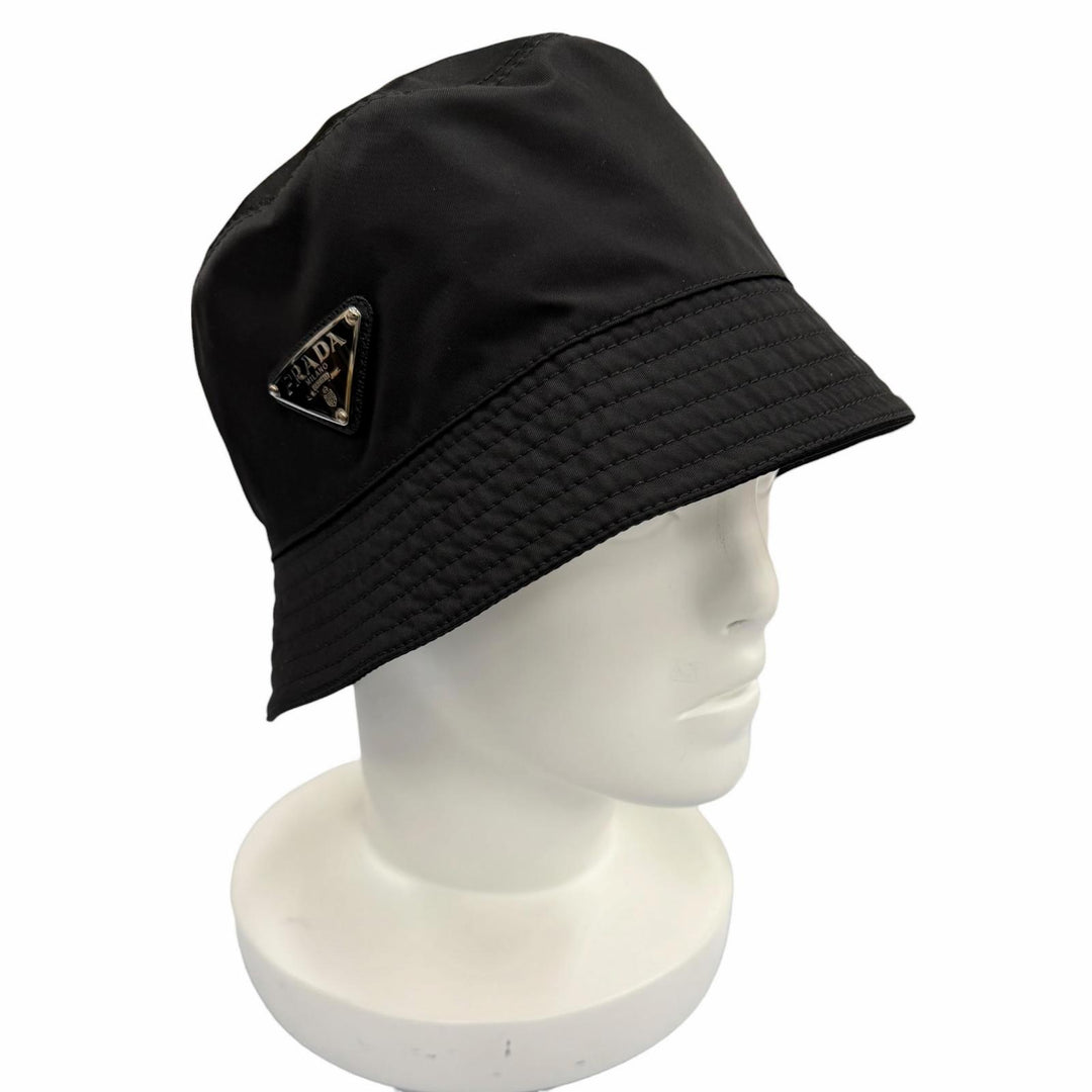 Excellent PRADA hat black recycled polyamide Women M 2HC137