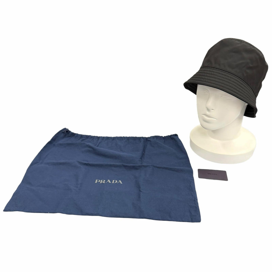 Excellent PRADA hat black recycled polyamide Women M 2HC137
