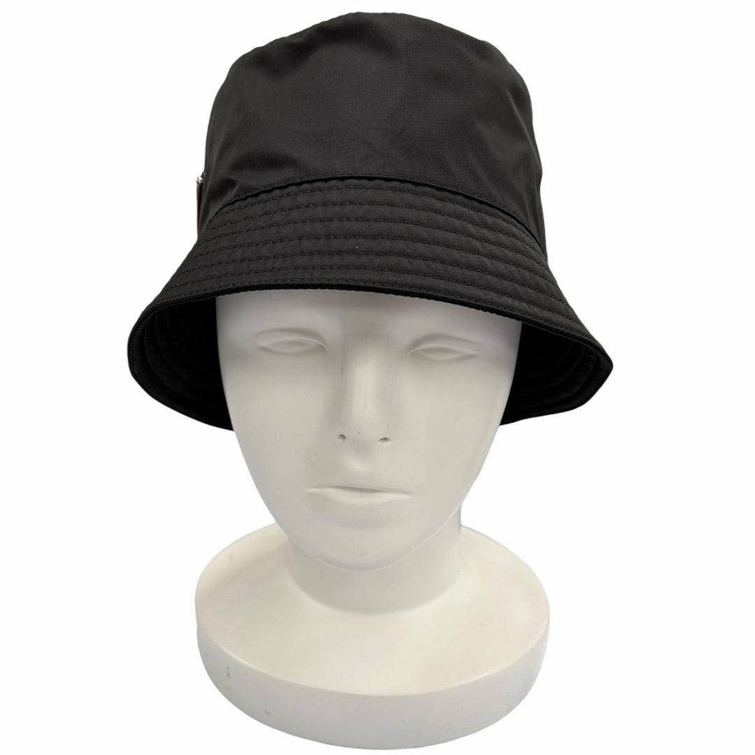 Excellent PRADA hat black recycled polyamide Women M 2HC137