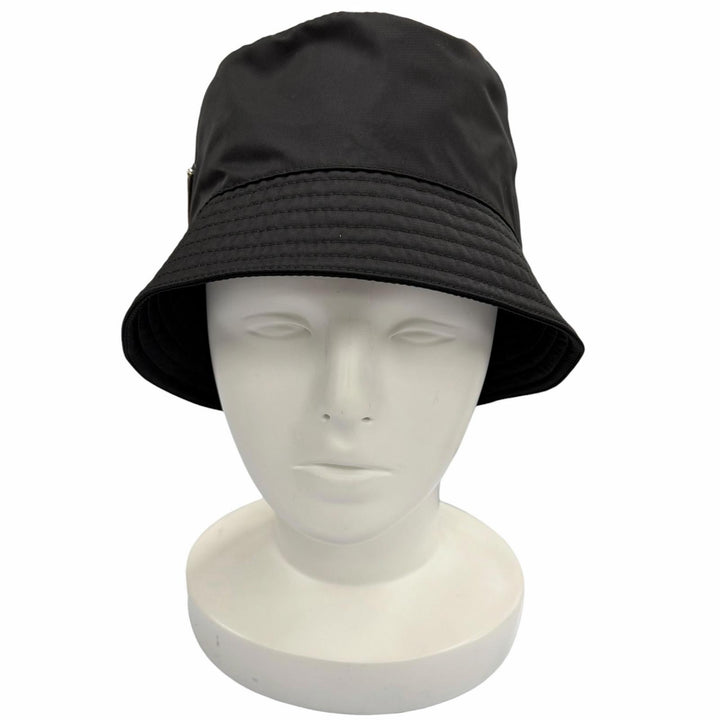 Excellent PRADA hat black recycled polyamide Women M 2HC137