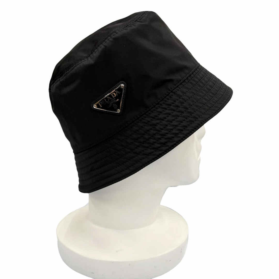 Excellent PRADA hat black recycled polyamide Women M 2HC137