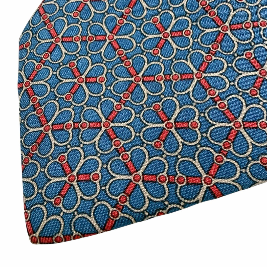 Great HERMES tie Cravate All-over Pattern Navy silk mens