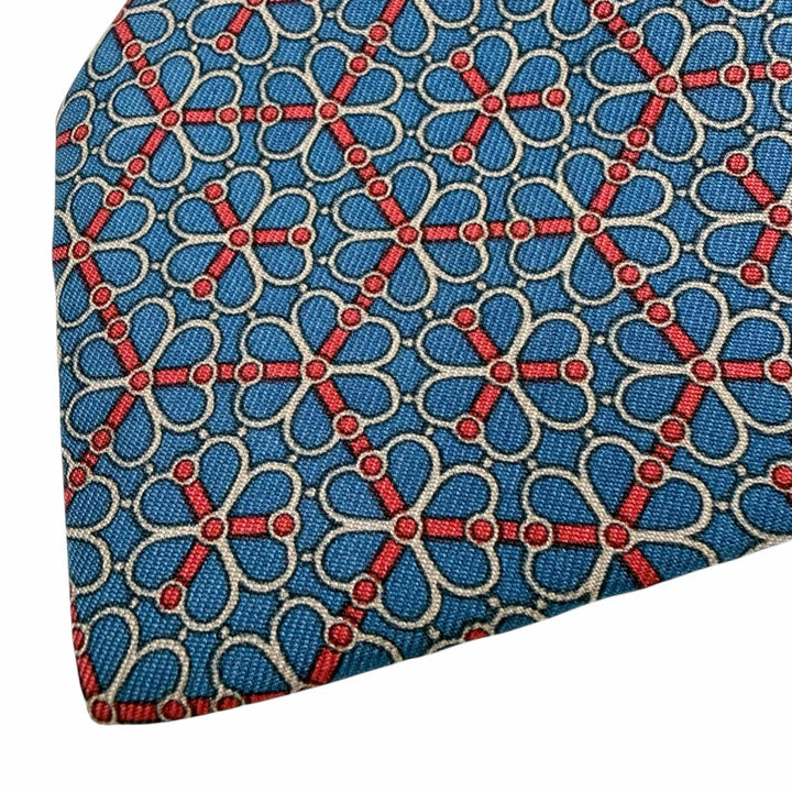 Great HERMES tie Cravate All-over Pattern Navy silk mens