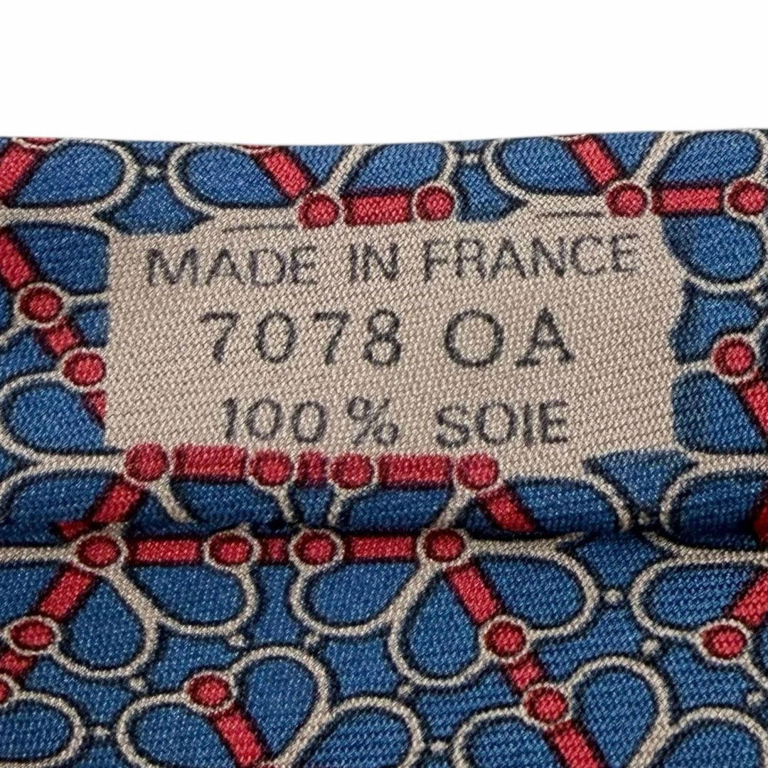 Great HERMES tie Cravate All-over Pattern Navy silk mens