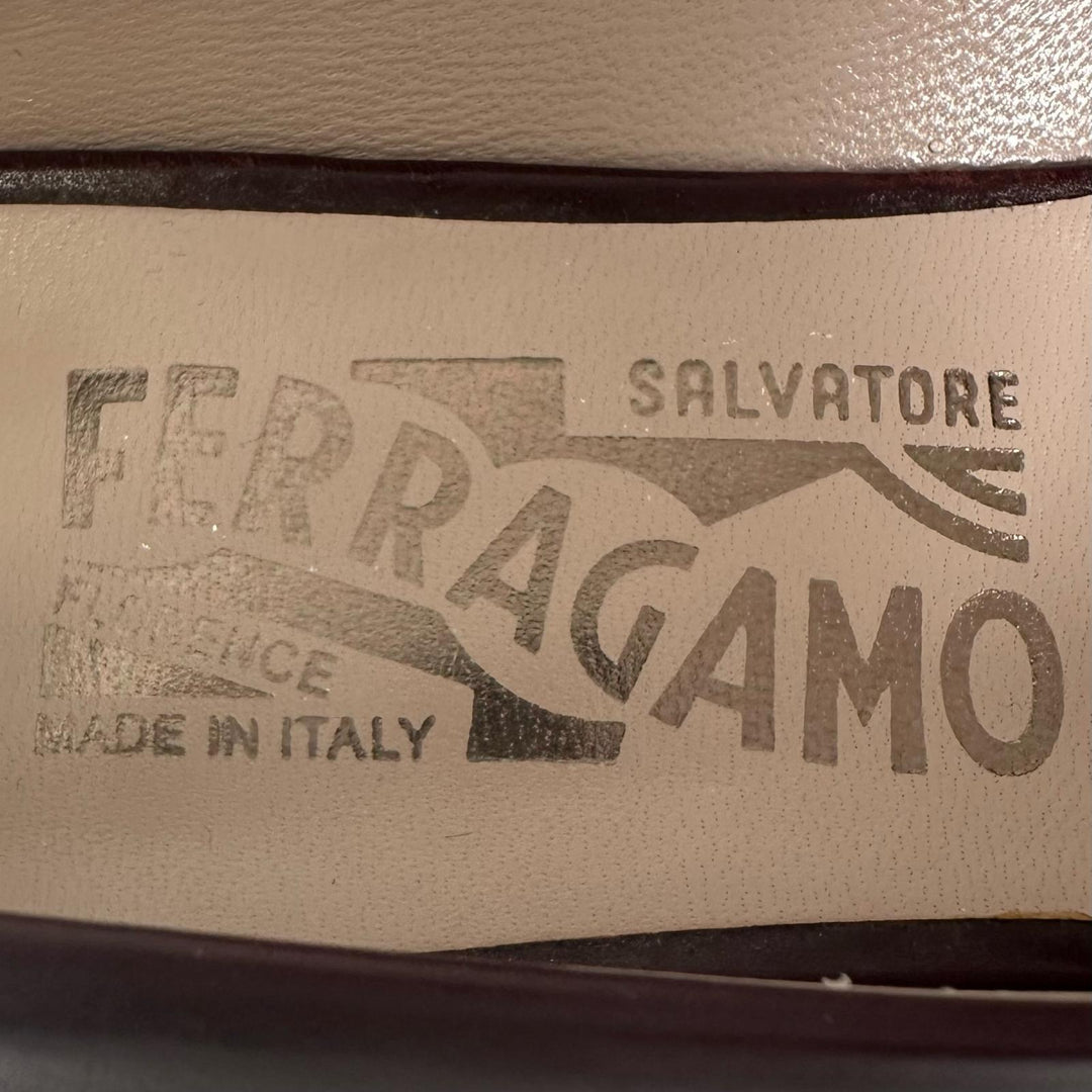 Pristine Salvatore Ferragamo pumps CARLA 55 Vara ribbon Brown leather Women 6.5