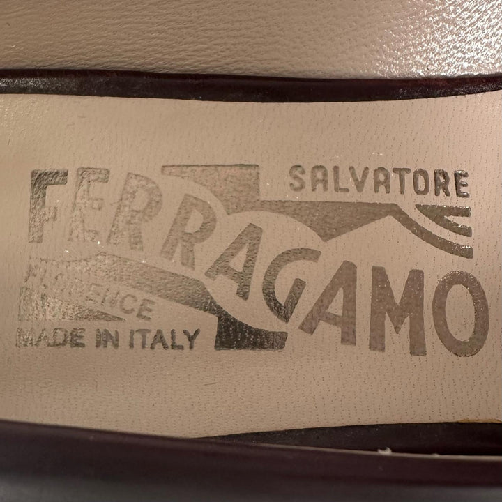 Pristine Salvatore Ferragamo pumps CARLA 55 Vara ribbon Brown leather Women 6.5