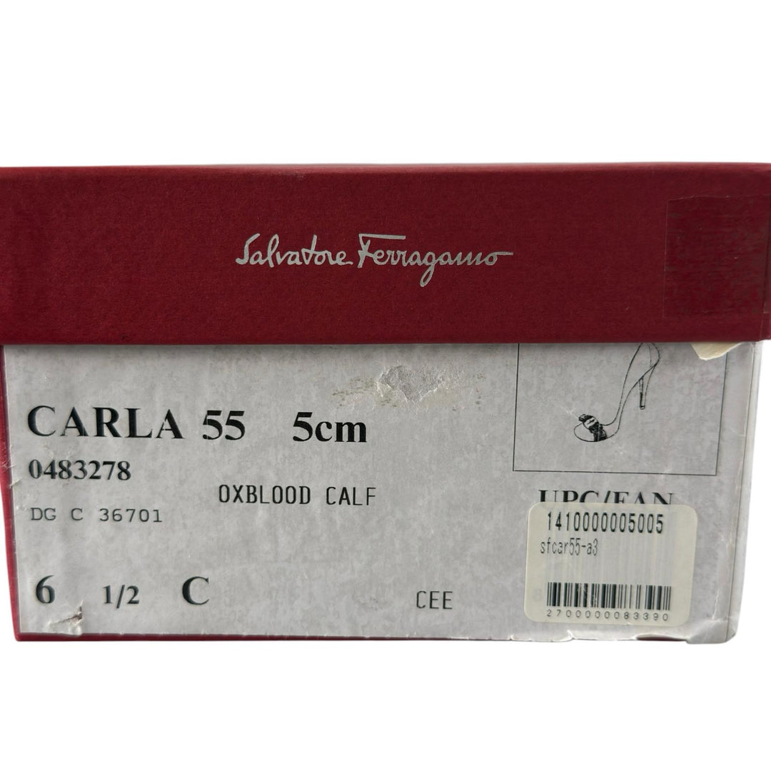 Pristine Salvatore Ferragamo pumps CARLA 55 Vara ribbon Brown leather Women 6.5