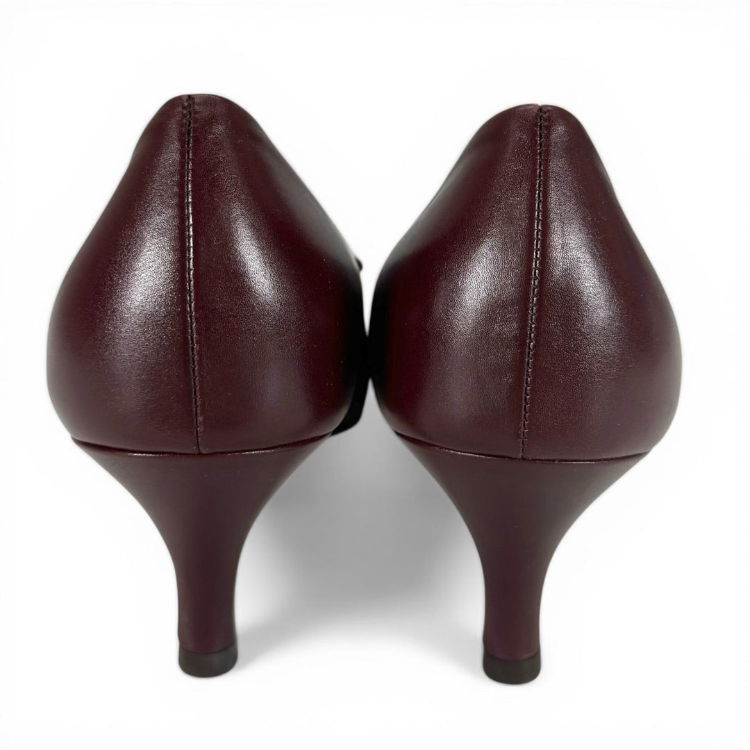 Pristine Salvatore Ferragamo pumps CARLA 55 Vara ribbon Brown leather Women 6.5