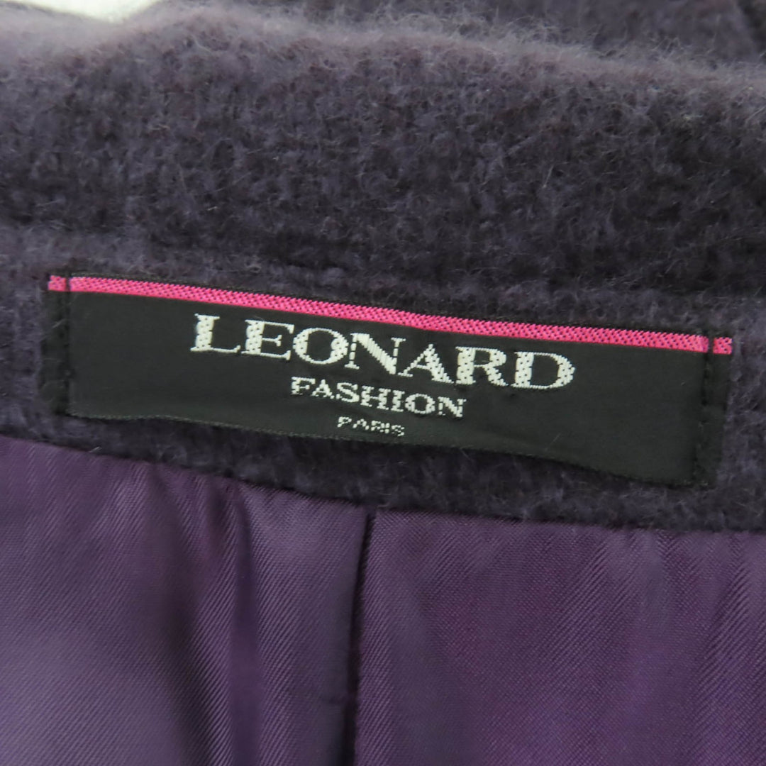 Great LEONARD FASHION coat Cashmere blend belt purple Angola 13